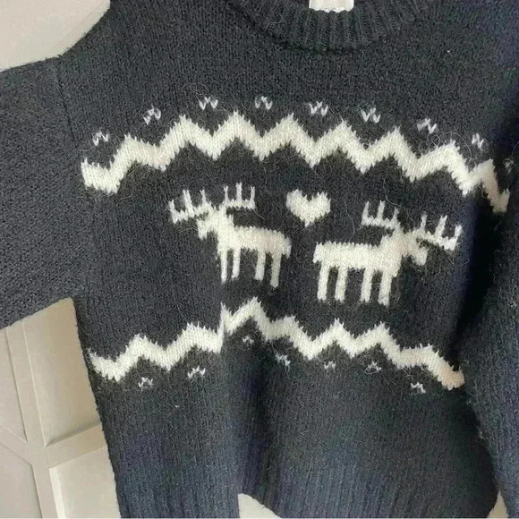 H&M Alpaca Wool Blend Jacquard-Knit Sweater  Black
Cream White Small - Picture 8 of 11